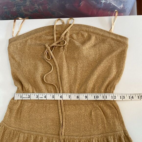 BCBG Gold Metallic Sweater Knit Halter Midi Dress Size Large - Picture 11 of 13